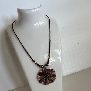 Elegant Brown and Pink Pendant Necklace